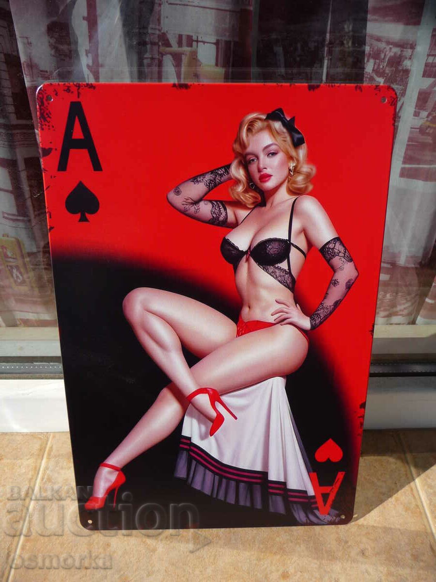 Placă de metal erotica jocuri de noroc cu as de pică roșu și negru