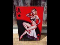 Metal plaque erotica gambling ace of spades cup red and black