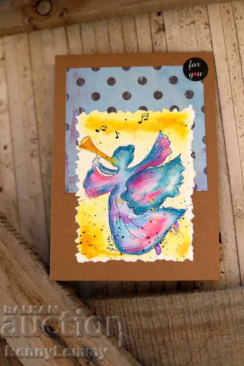 Art card, watercolor, angel