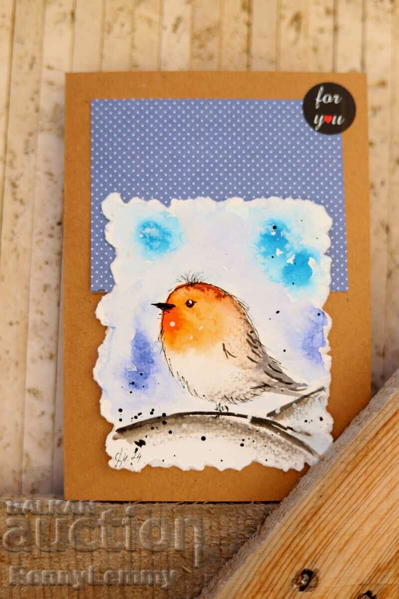 Art card, watercolor, bird 2