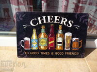 Μεταλλική πινακίδα μπύρα Καλή ώρα με καλούς φίλους μπουκάλια cha
