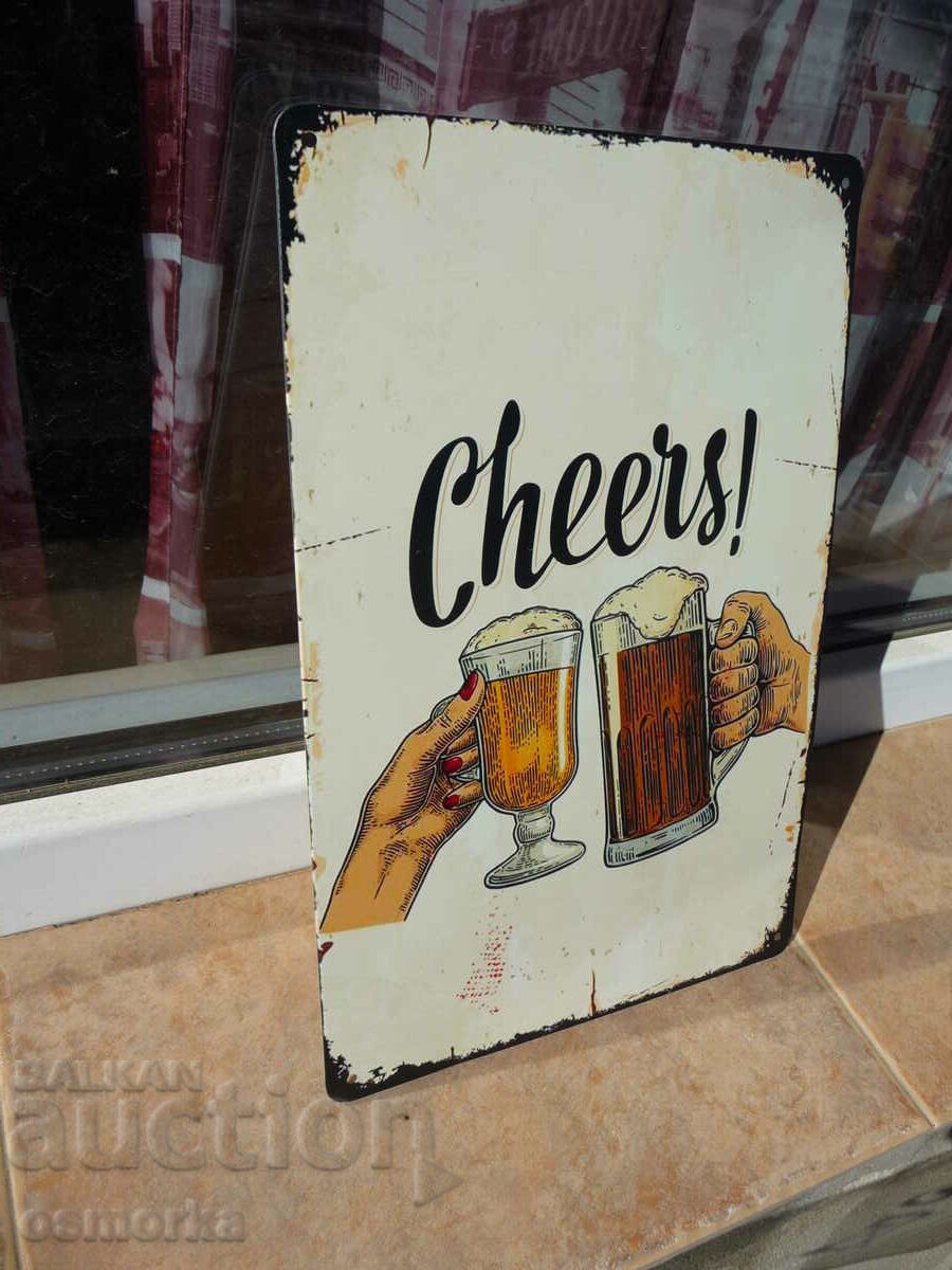 Beer Metal Sign Cheers! a man and a woman are drinking a pint :) with price 18.00 BGN | € 9.20