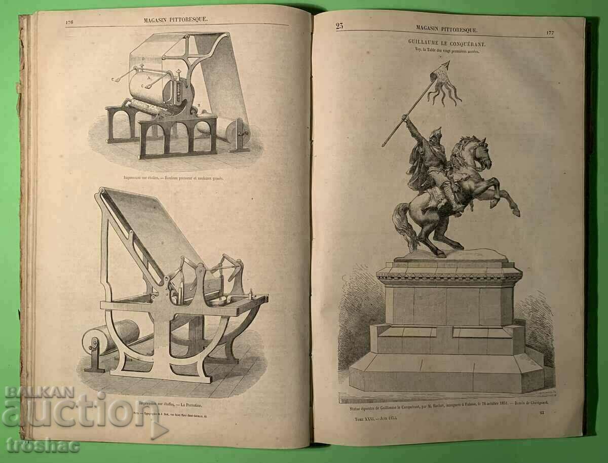 Revista franceză de carte veche cu multe ilustrații 1858.