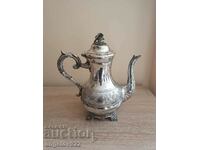 Silver plated metal teapot with markings