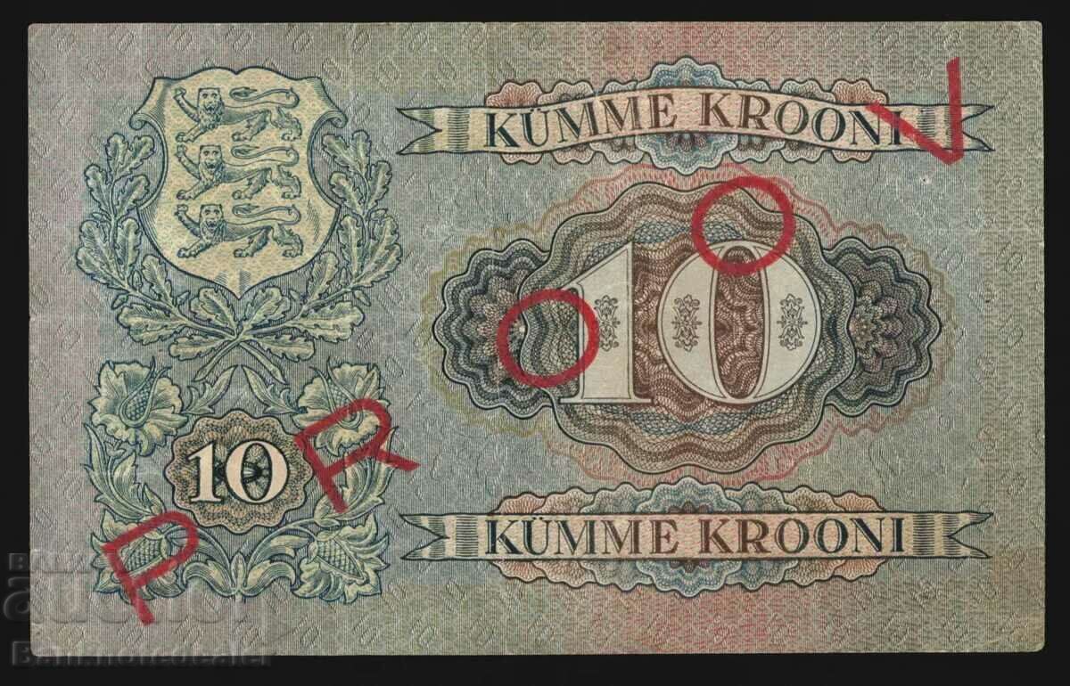 Estonia 10 Krooni 1937 Pick 67s Specimen PROOV aUnc