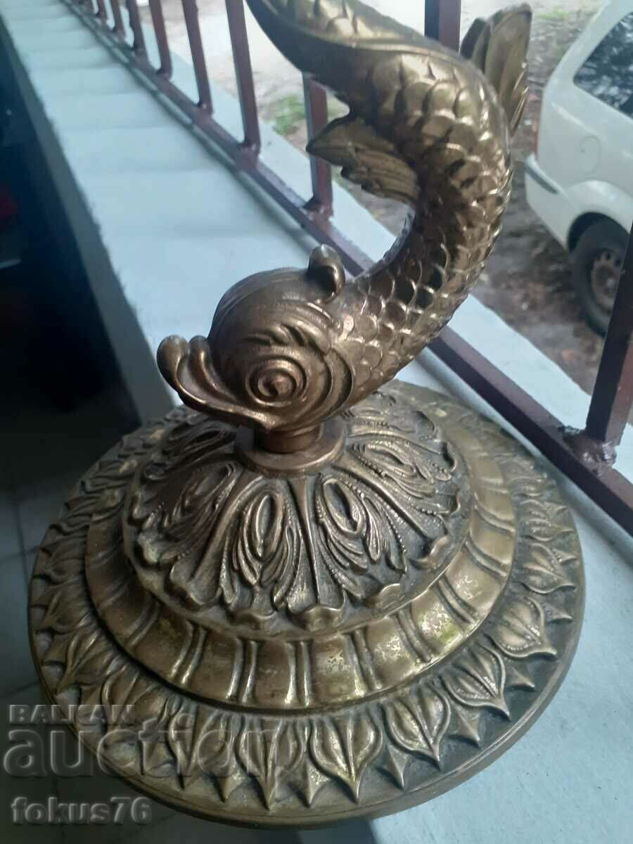 Auction  Great Old Parlor Mantel Tall Ashtray - Bronze