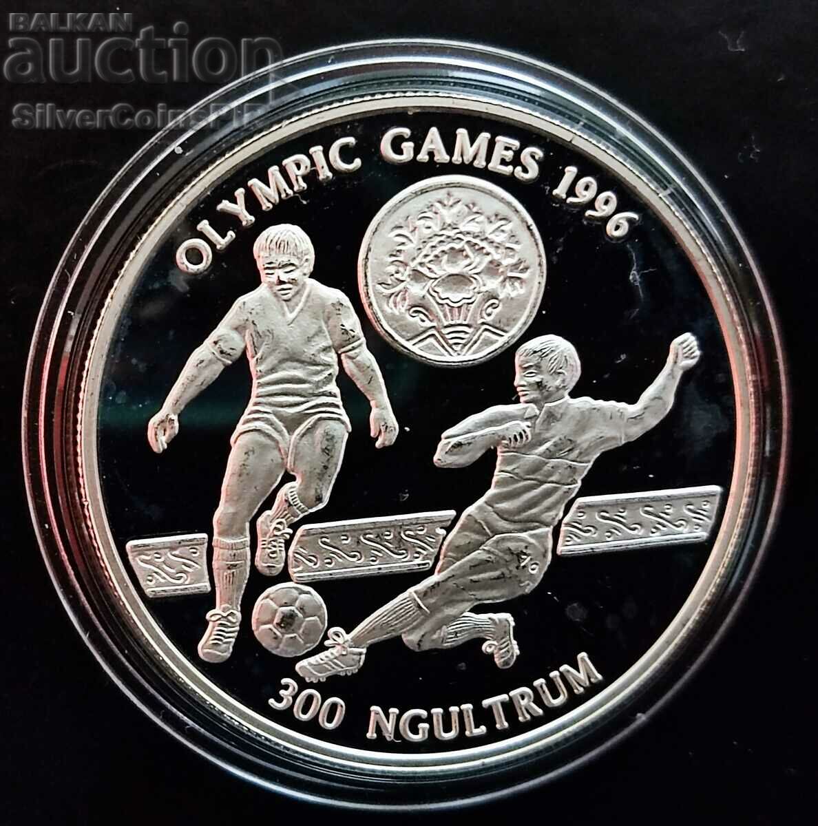 Silver 300 Ngultrum Football Olympics 1993 Μπουτάν