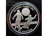 Silver 300 Ngultrum Football Olympics 1993 Bhutan