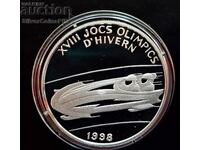Silver 2 Dinars Bobsleigh Olympics 1997 Ανδόρα