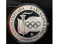 Silver 2000 Pesetas Flag Olympics 1991 Ισπανία