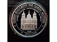 Сребро 5$ Катедрала Свети Павел 1995 Острови Кук