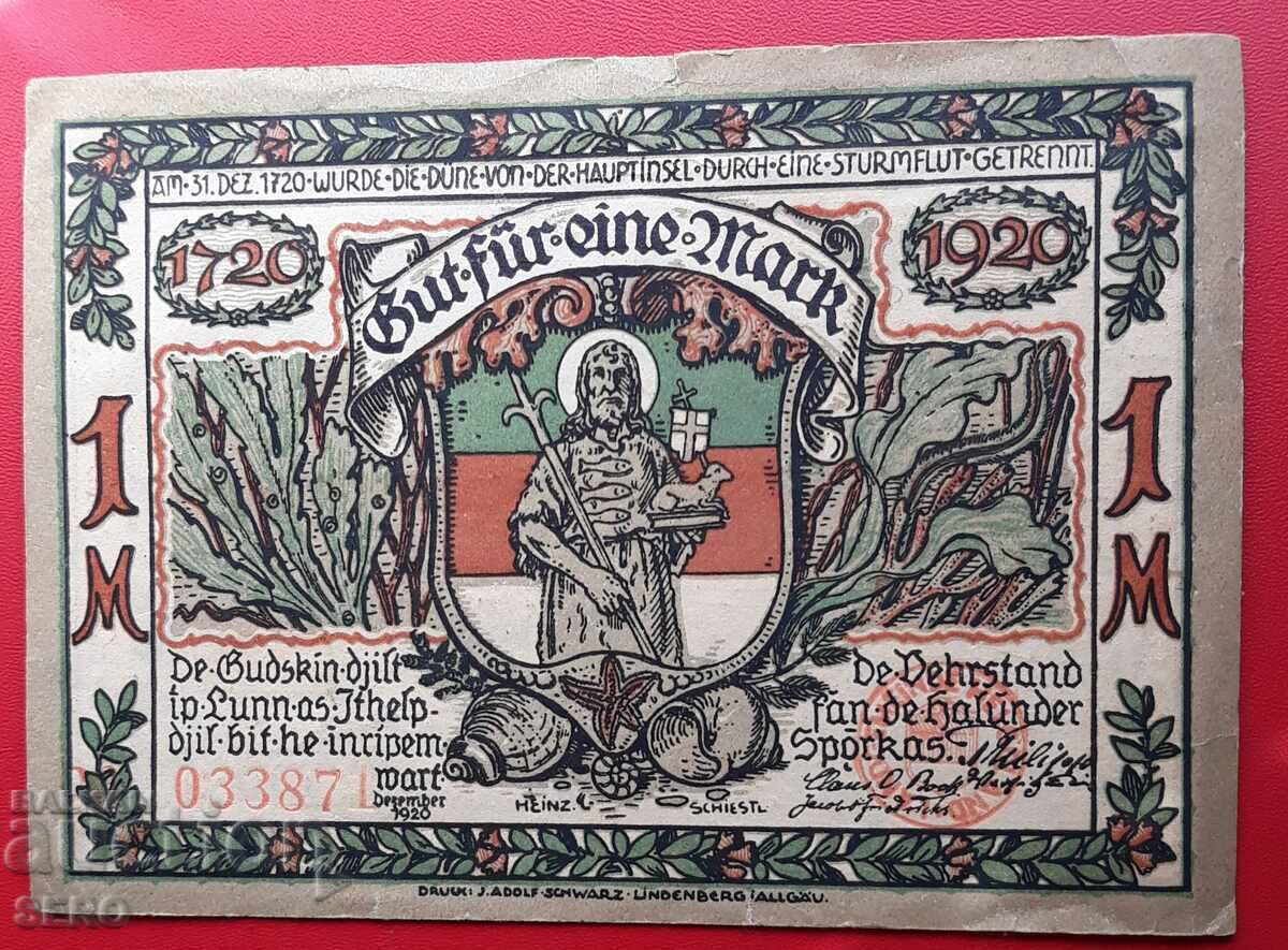 Банкнота-Германия-Шлезвиг-Холщайн-Хелголанд-1 м. 1920