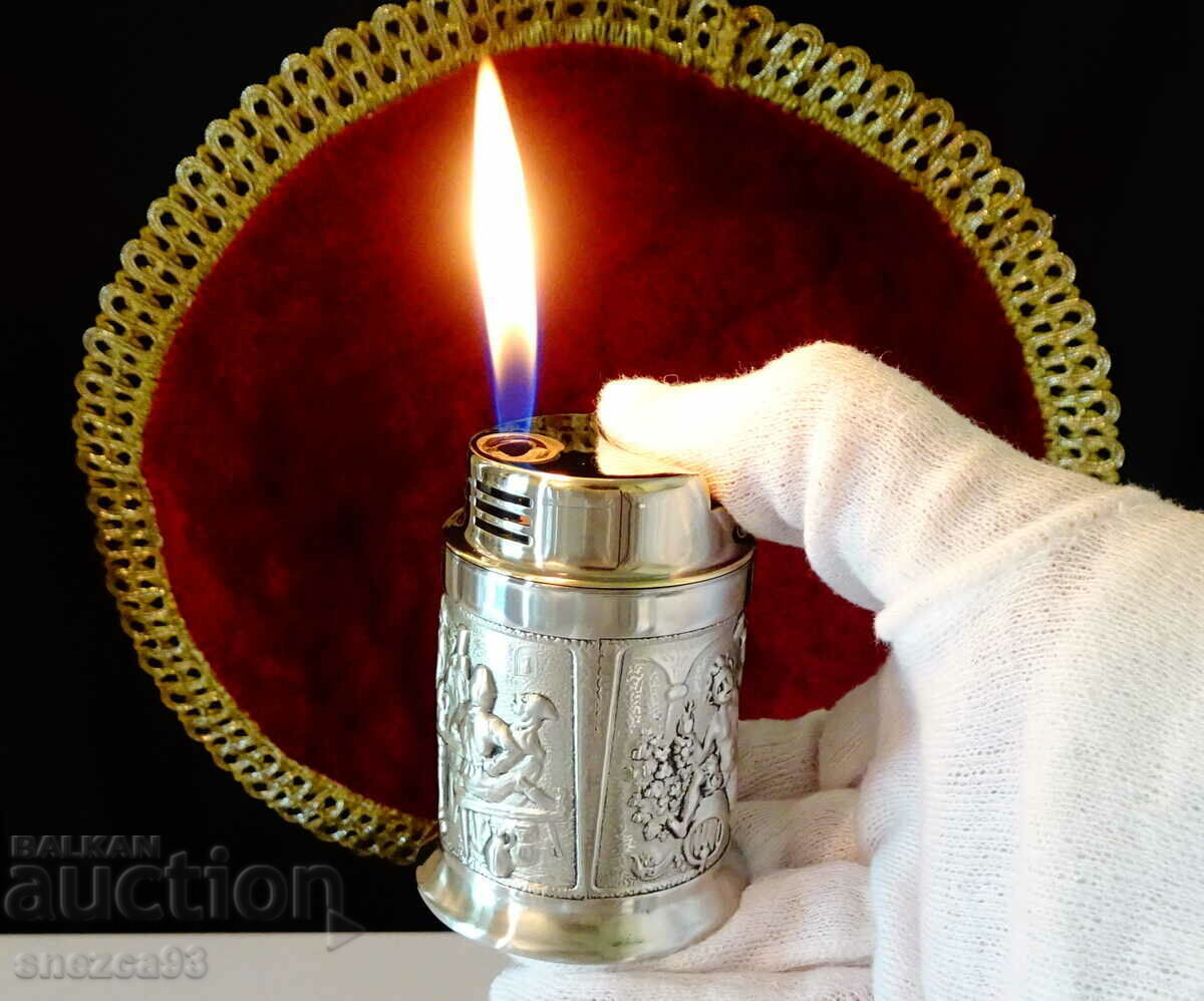 HB pewter table lighter, W. Germany, perfect. HB pewter table lighter, W. Germany, perfect.