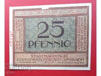Банкнота-Германия-Бавария-Ансбах-25 пфенига 1919