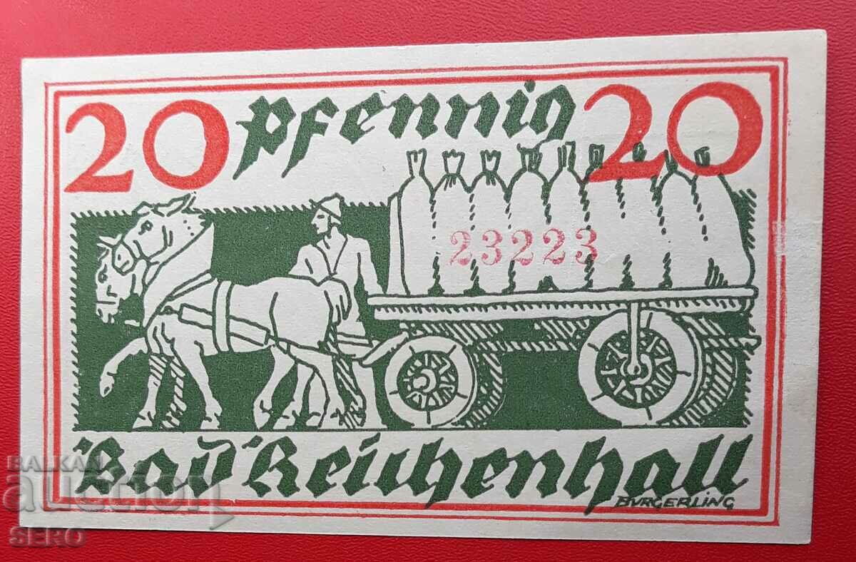 Банкнота-Германия-Бавария-Бад Райхенхал-20 пфенига 1920