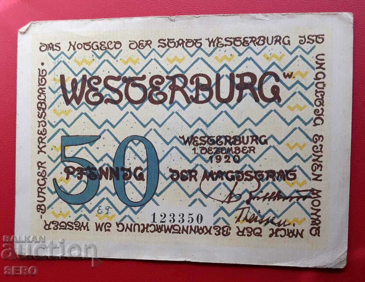Банкнота-Германия-Рейланд-Пфалц-Вестербург-50 пфенига 1920