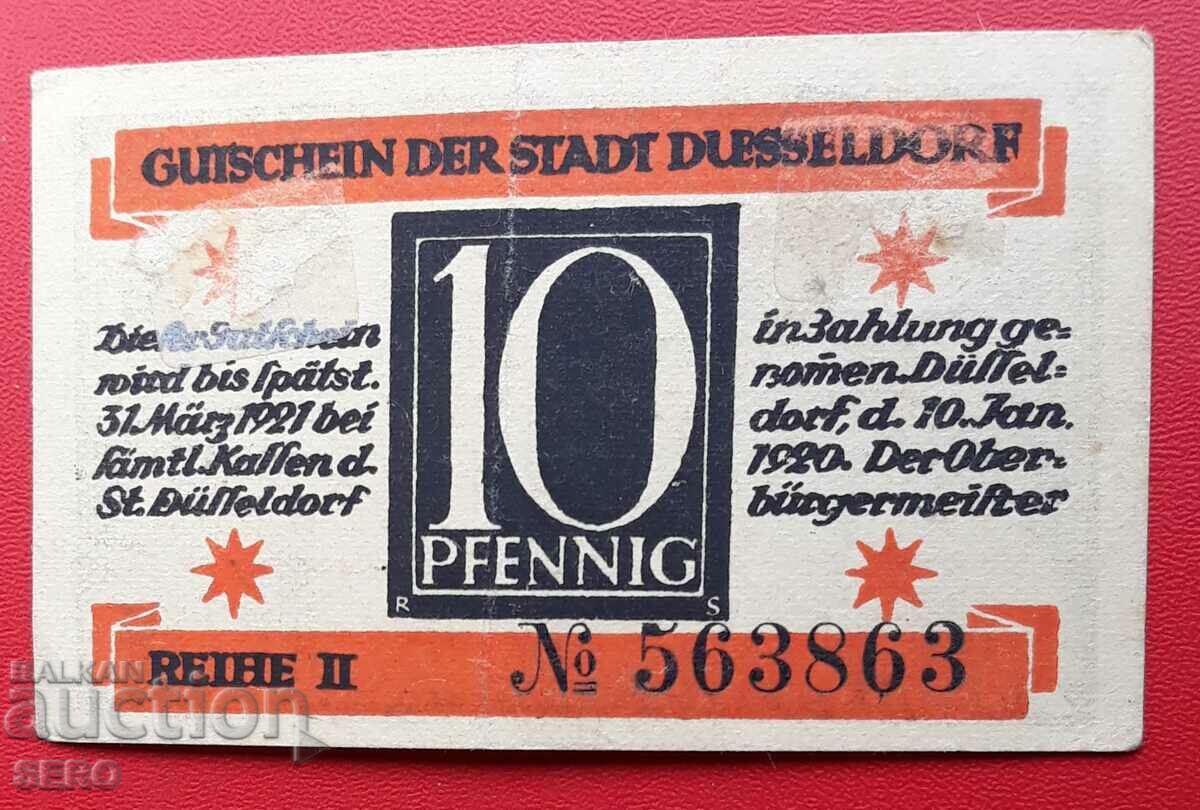 Bancnota-Germania-S.Rhine-Westfalia-Dusseldorf-10 pf 1920