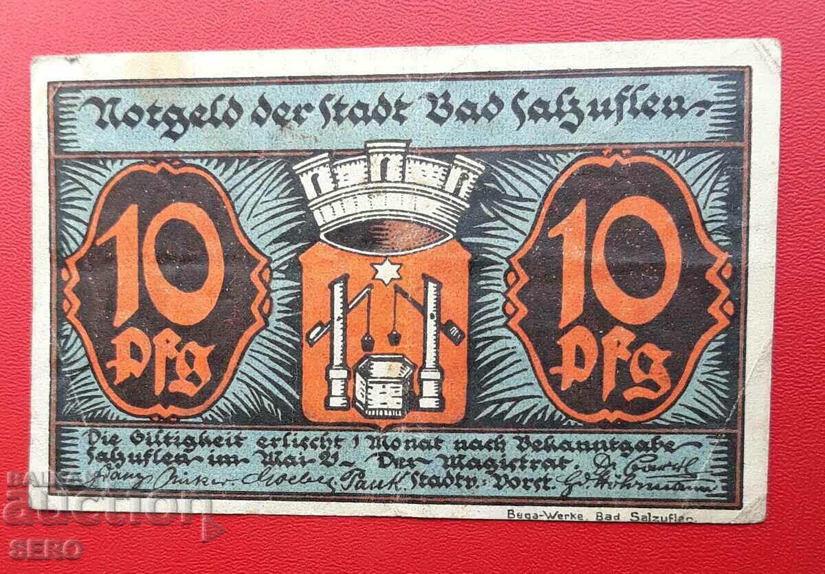 Банкнота-Германия-С.Рейн-Вестфалия-Бад Залцуфлен-10 пф.1920