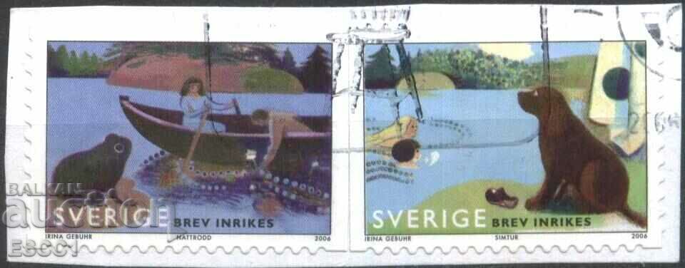 Stamped stamps Boat Trip Dog 2006 from Sweden