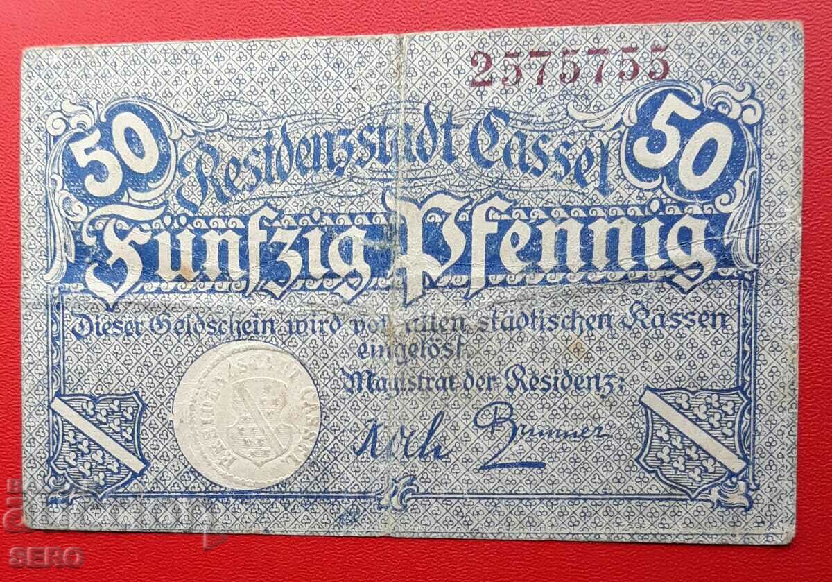 Τραπεζογραμμάτιο-Γερμανία-Hessen-Kassel-50 pfennig