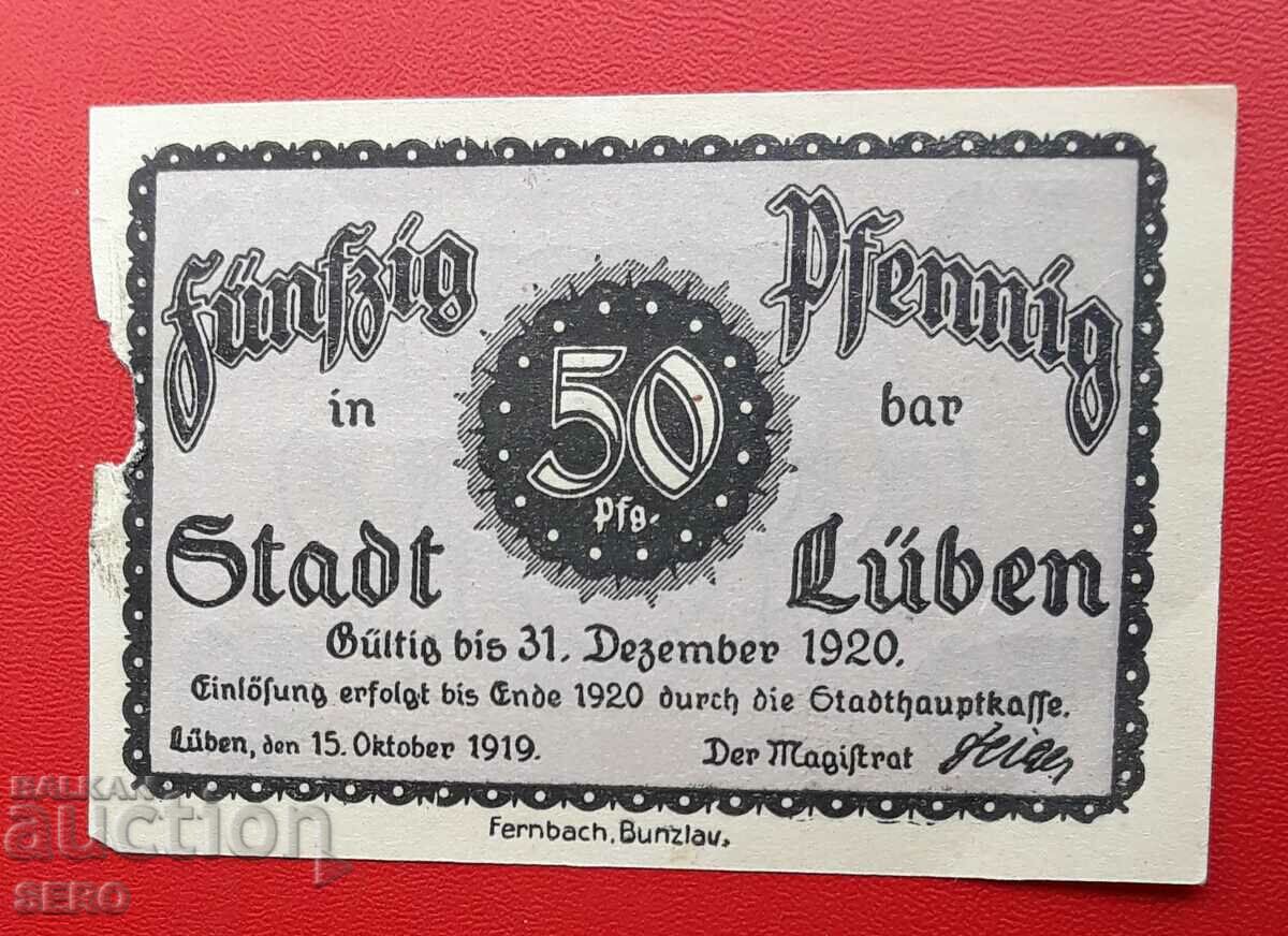 Банкнота-Германия-Саксония-Любен-50 пфенига 1920