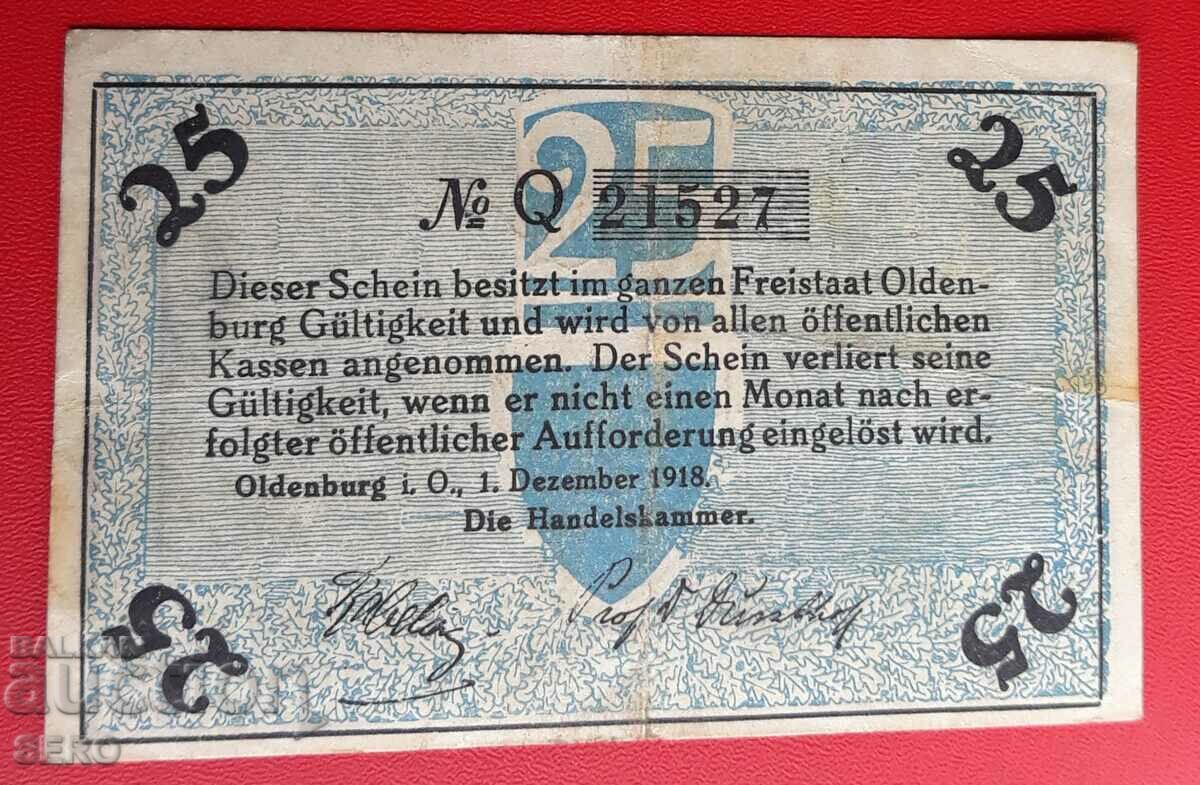 Banknote-Germany-Saxony-Oldenburg-25 Pfennig 1918