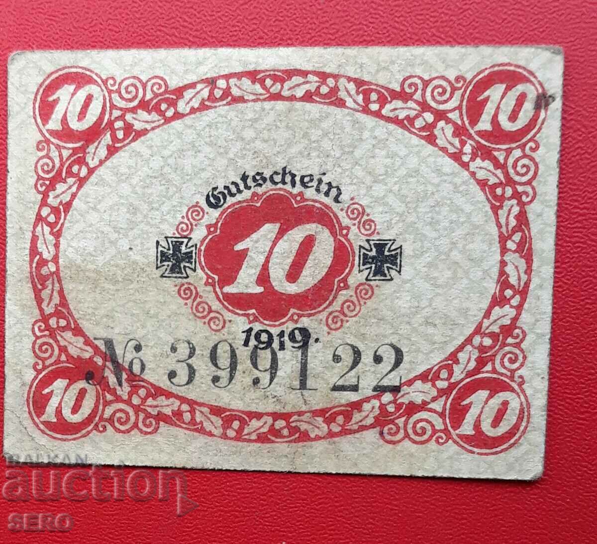 Bancnota-Germania-Saxonia-Glauchau-10 pfennig 1920
