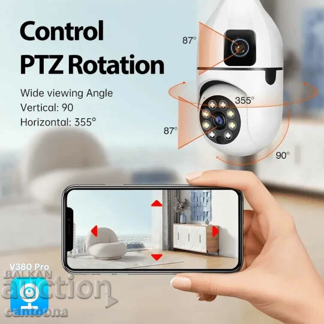 Double PTZ Wi-Fi camera, 6 Mpx, Full HD, SD slot, 360° with price 46.99 BGN | € 24.03 Double PTZ Wi-Fi camera, 6 Mpx, Full HD, SD slot, 360° with price 46.99 BGN | € 24.03