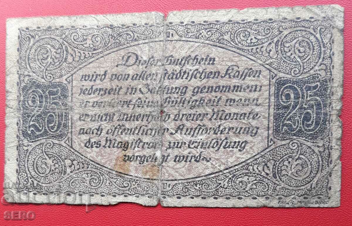Bancnota-Germania-Thuringia-Nordhausen-25 pfennig 1919