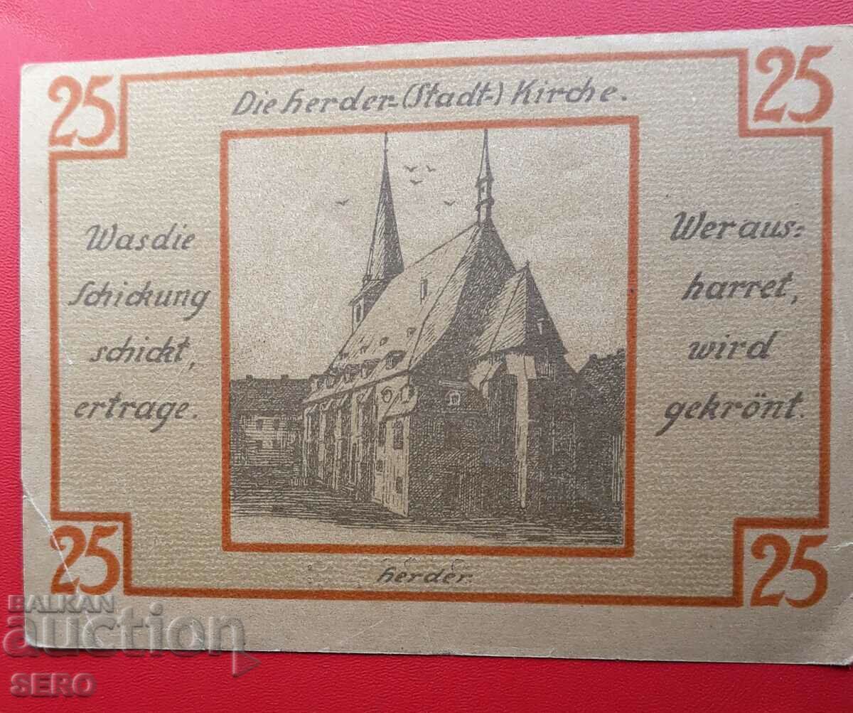 Τραπεζογραμμάτιο-Γερμανία-Θουριγγία-Βαϊμάρη-25 pfennig 1921