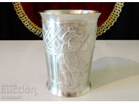 Ceașcă de cositor cu Iunac și Stăpână, 200 ml, nuntă de cositor