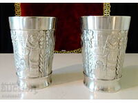 Две чаши,халби от калай с картини Манастирска пивоварна.
