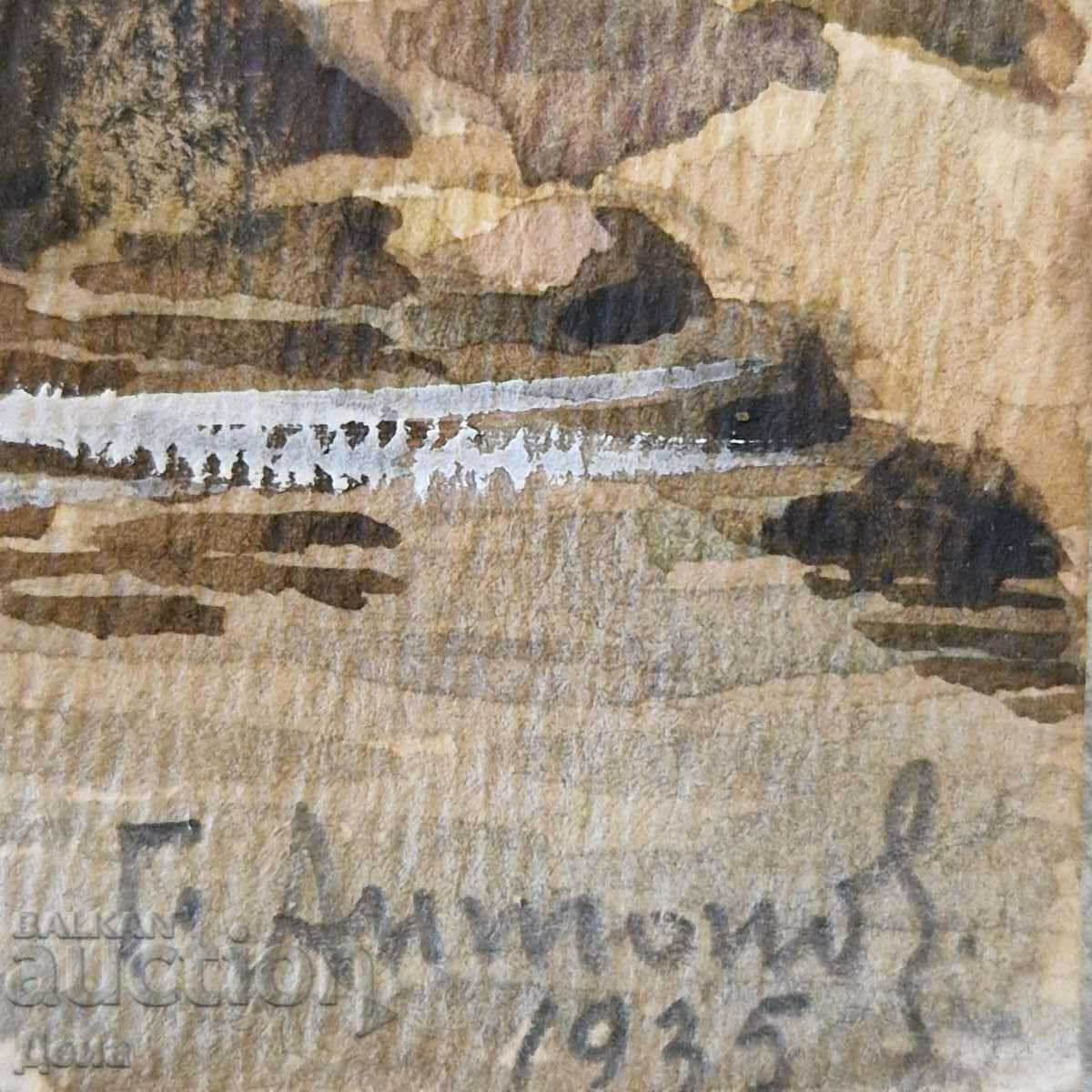 Auction G. Antonov watercolor 1935 Auction G. Antonov watercolor 1935