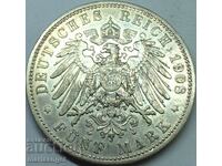 5 марки 1908 Бавария Германия Отто фон Байерн 27,72г сребро