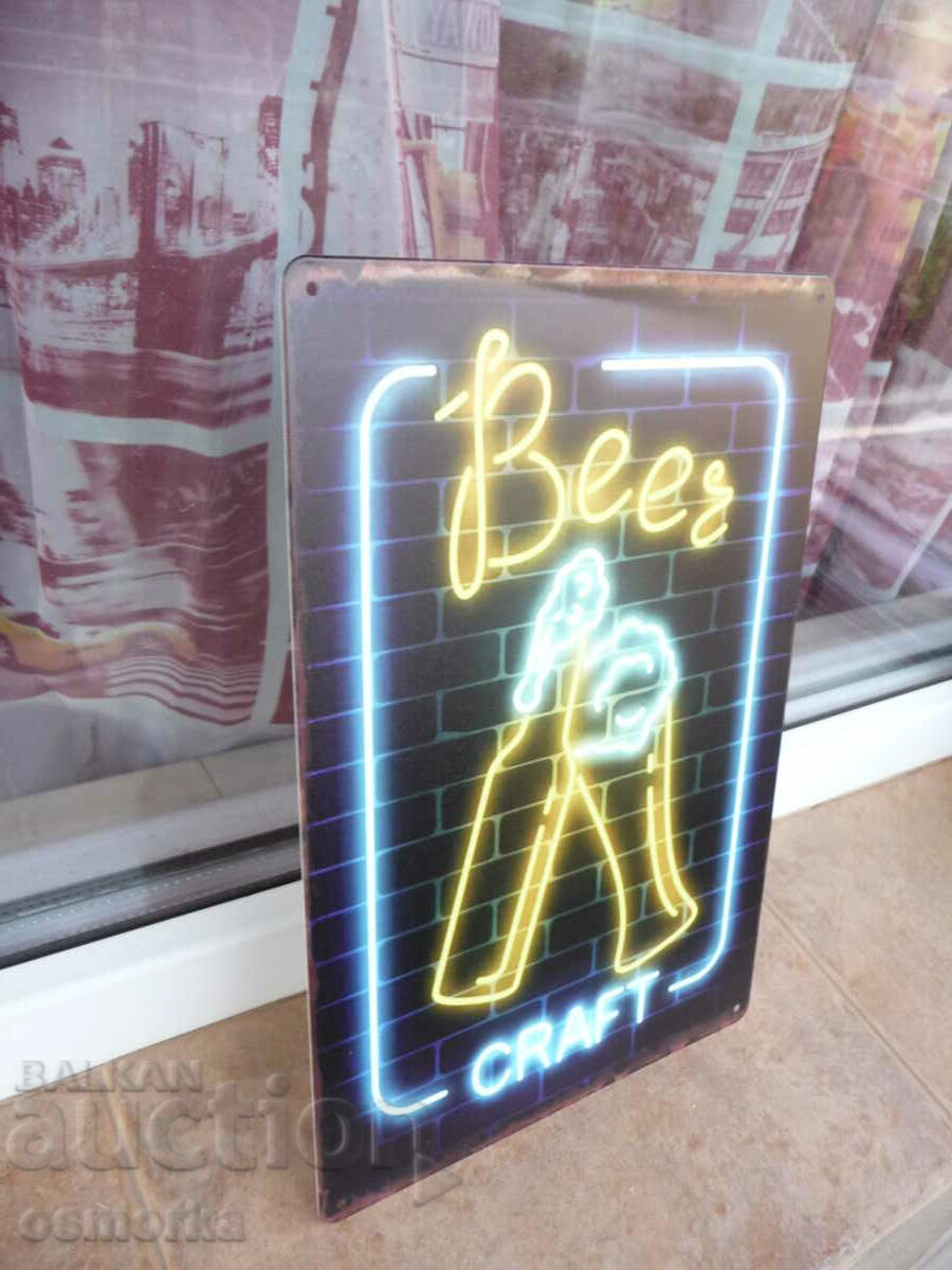 Metal sign beer craft neon inscription beer craft spectacular with price 18.00 BGN | € 9.20 Metal sign beer craft neon inscription beer craft spectacular with price 18.00 BGN | € 9.20