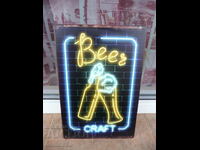 Metal sign beer craft neon inscription beer craft spectacular
