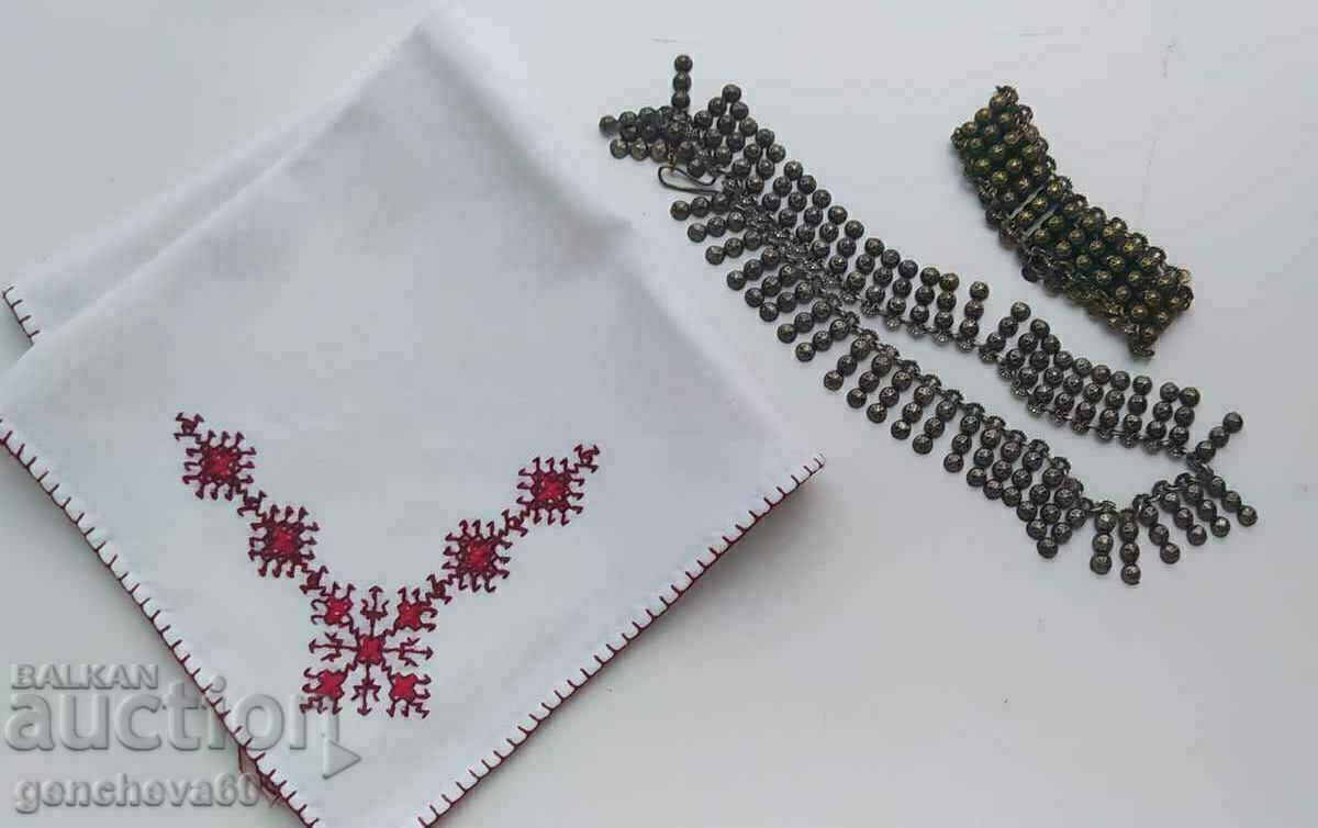 Auction Revival-era brooch, necklace and bracelet/horo dance scarf Auction Revival-era brooch, necklace and bracelet/horo dance scarf