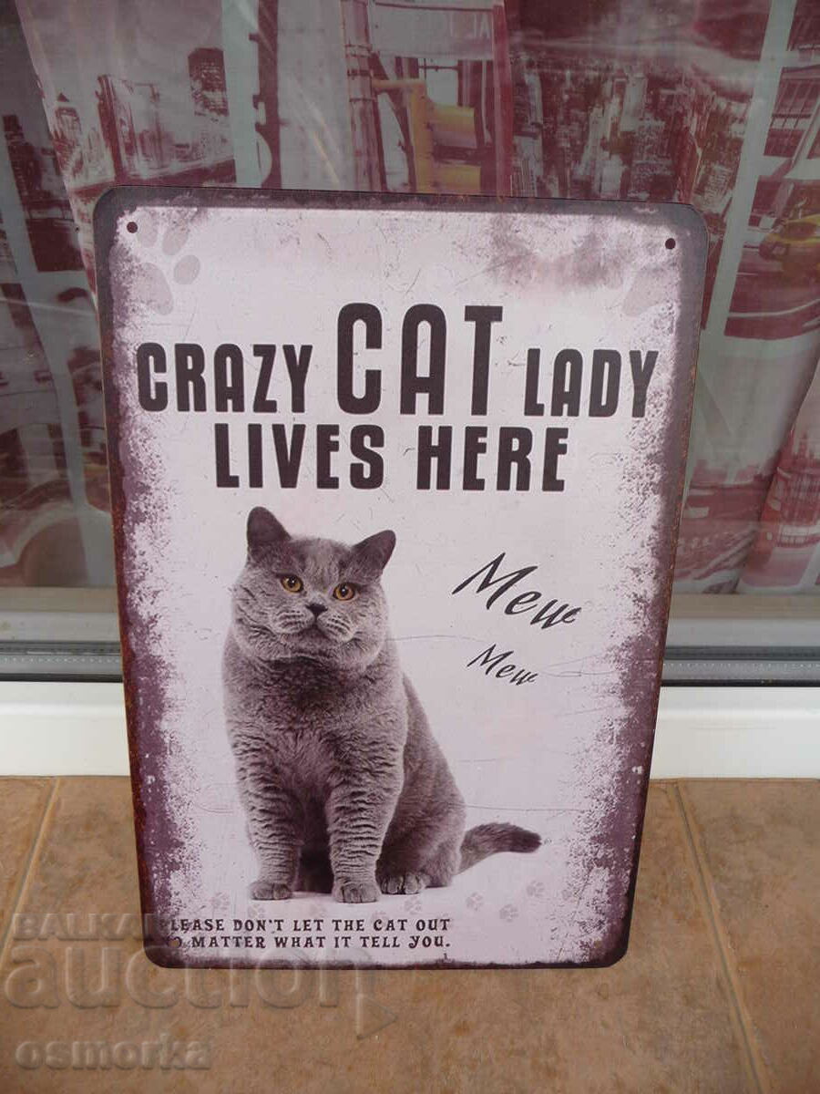 Metal sign Crazy Cat Lady lives here the crazy cat lives here