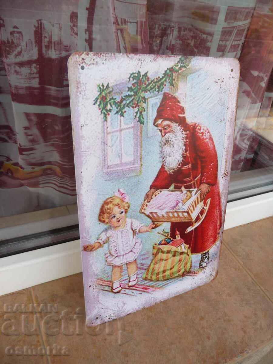 Metal plate miscellaneous Santa Claus gives gifts to children Mraz with price 18.00 BGN | € 9.20
