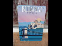 Μεταλλική πινακίδα Βουδαπέστη Ουγγαρία Δούναβης η ιστορία της παλιάς πόλης mo