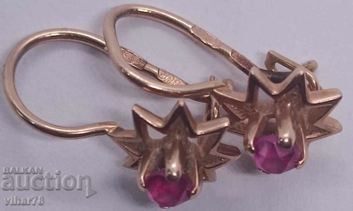 Auction Russian gold earrings - sample 583 Auction Russian gold earrings - sample 583