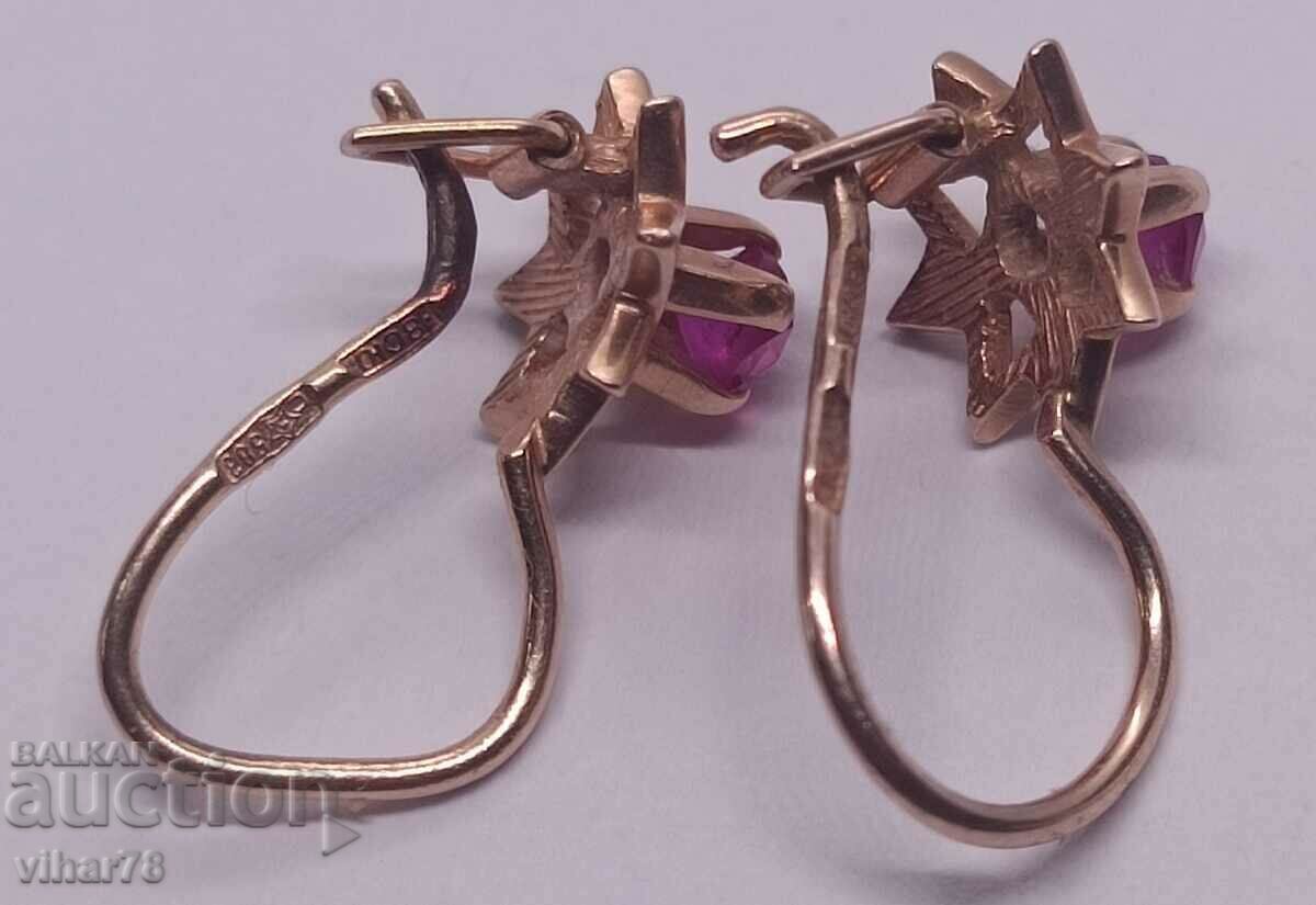 Russian gold earrings - sample 583 - 6 Russian gold earrings - sample 583 - 6