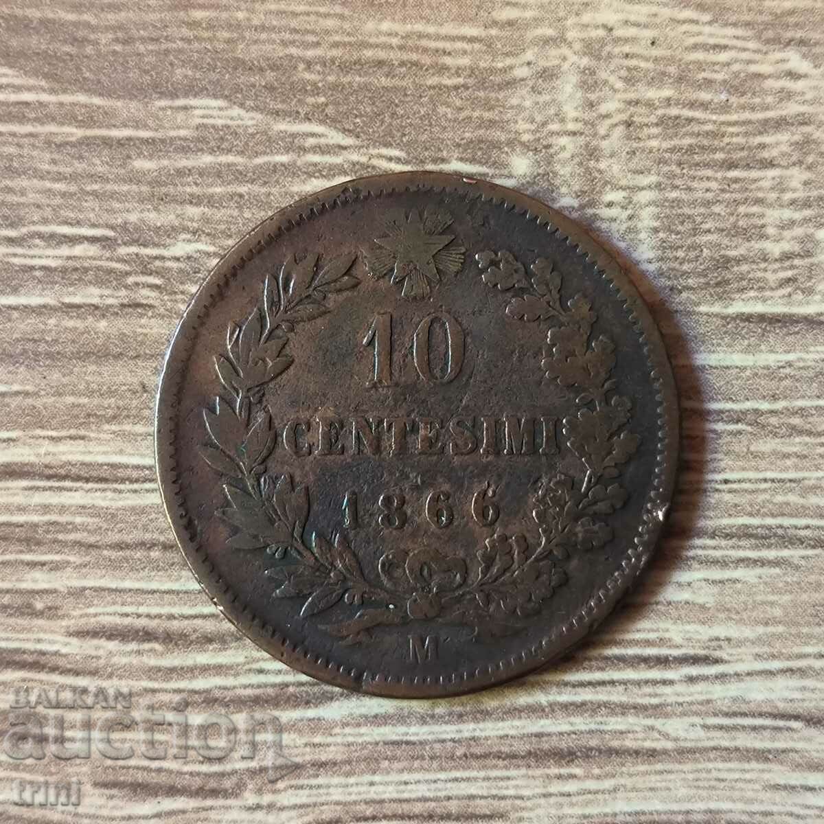 10 Centesimi 1866 Ιταλία Μ - Μιλάνο