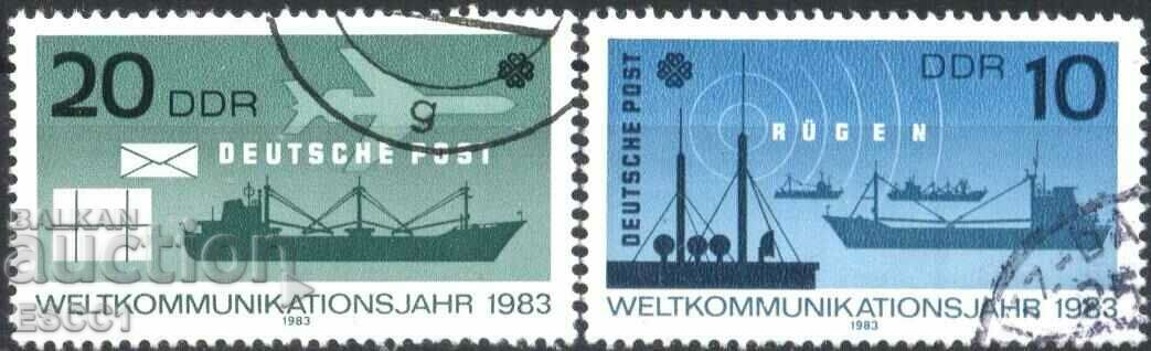 Stamped marks Communications Ships 1983 from Germany GDR