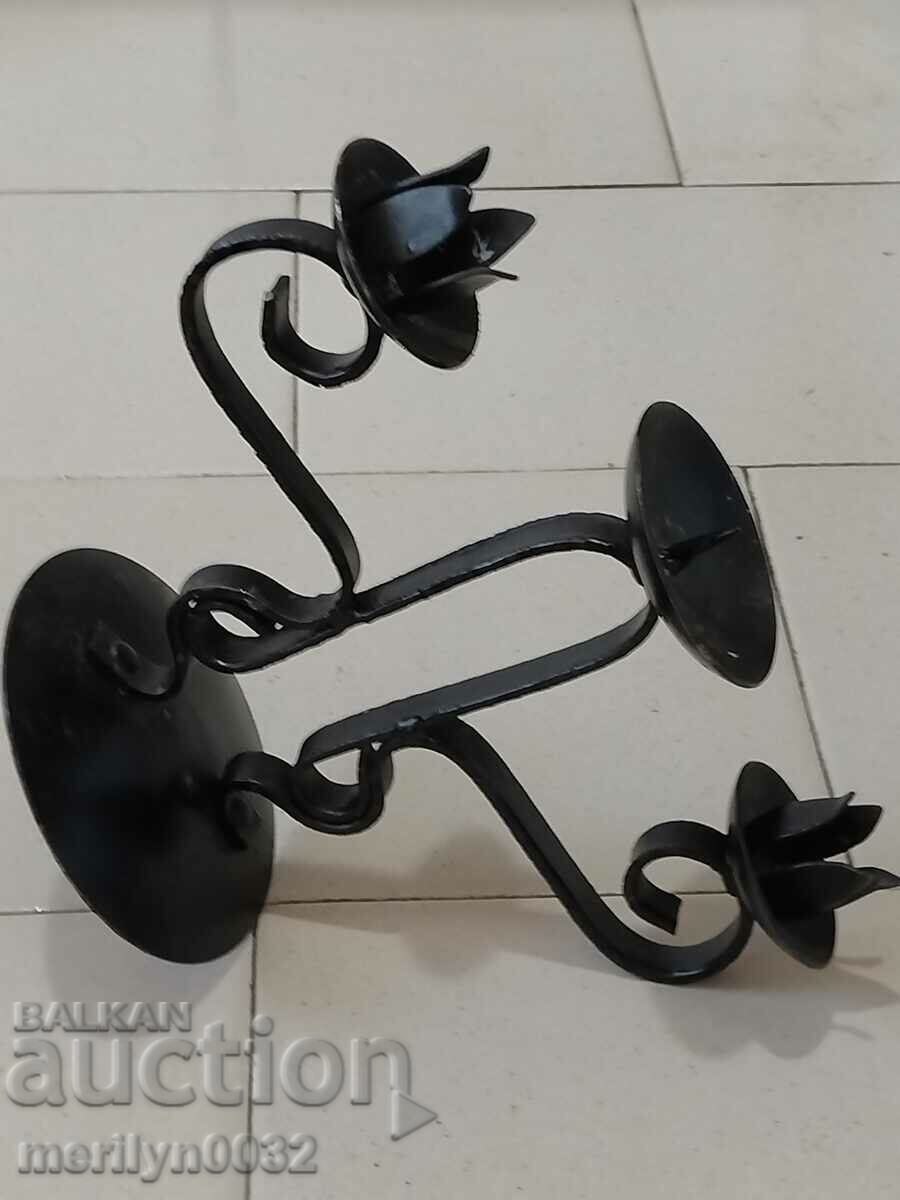 Old wrought iron candlestick lamp - 5 Old wrought iron candlestick lamp - 5