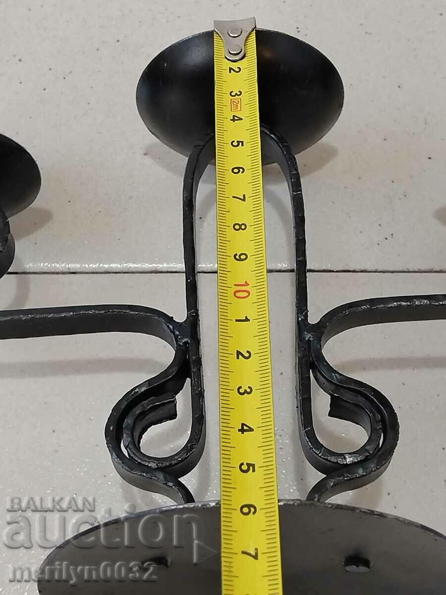 Old wrought iron candlestick lamp - 6 Old wrought iron candlestick lamp - 6