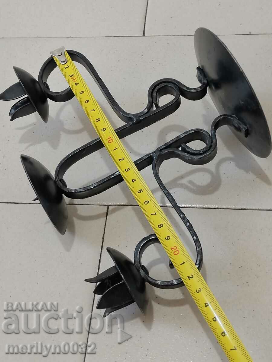 Old wrought iron candlestick lamp - 7 Old wrought iron candlestick lamp - 7