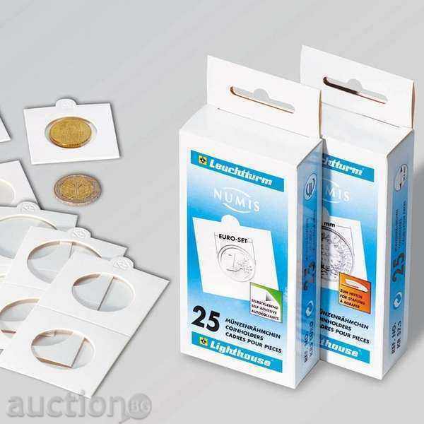 κάρτες για κέρματα - "LEUCHTTURM" - 25 τεμάχια σε συσκευασία των 27,5 mm