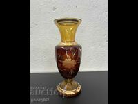 Vintage amber glass vase. #5461