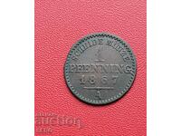 Germania-Prusia-1 pfennig 1867 A-Berlin